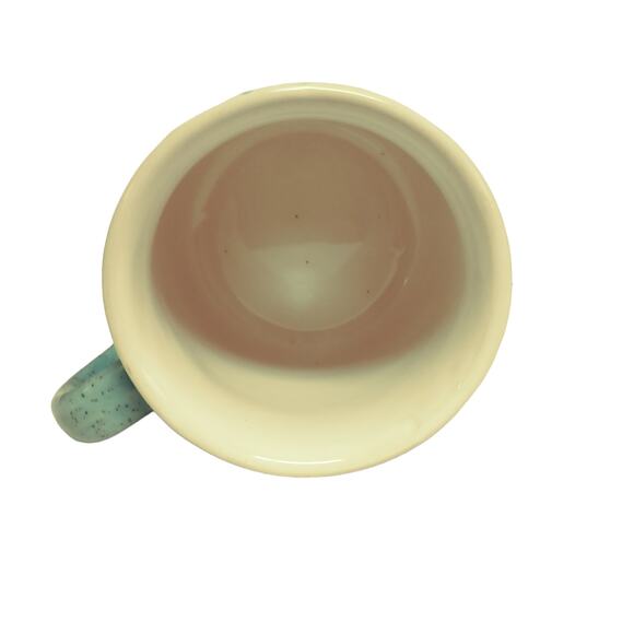 🍊 🍋Vintage Fruit Mug ☕ Hand Painted Ceramic Stoneware Rustic Cup🍐🍋🟩 - Picture 7 of 9